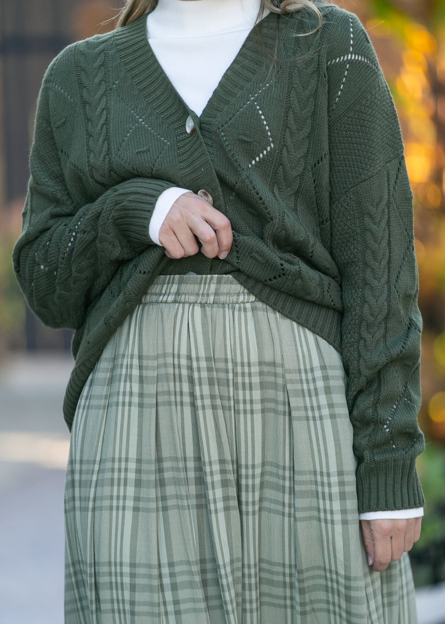 Tartan Plaid Pleated Midi Skirt FF Skirts