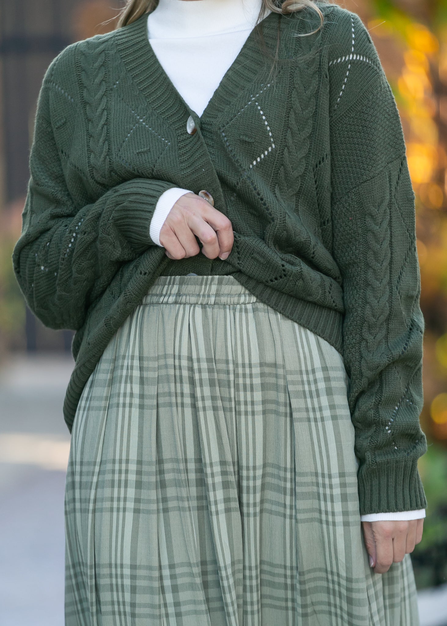 Tartan Plaid Pleated Midi Skirt FF Skirts