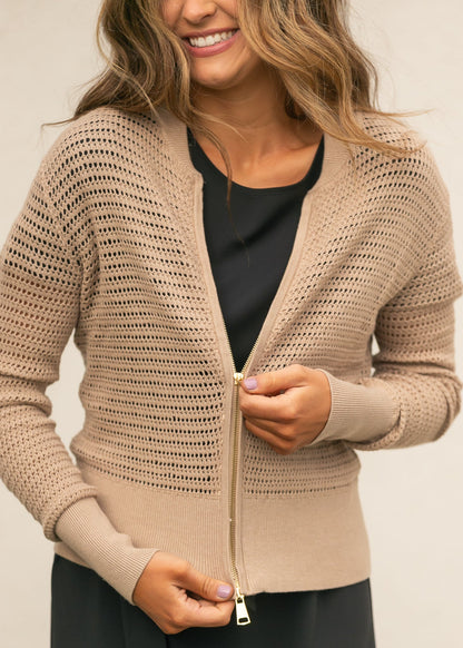 Tate Crochet Open Front Cardigan IC Layering Essentials