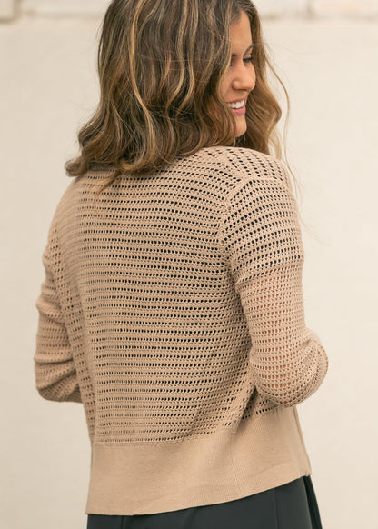 Tate Crochet Open Front Cardigan IC Layering Essentials