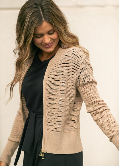 Tate Crochet Open Front Cardigan IC Layering Essentials