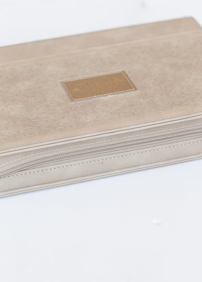 Taupe Bible Cover 2 Corinthians 12:9 Gifts