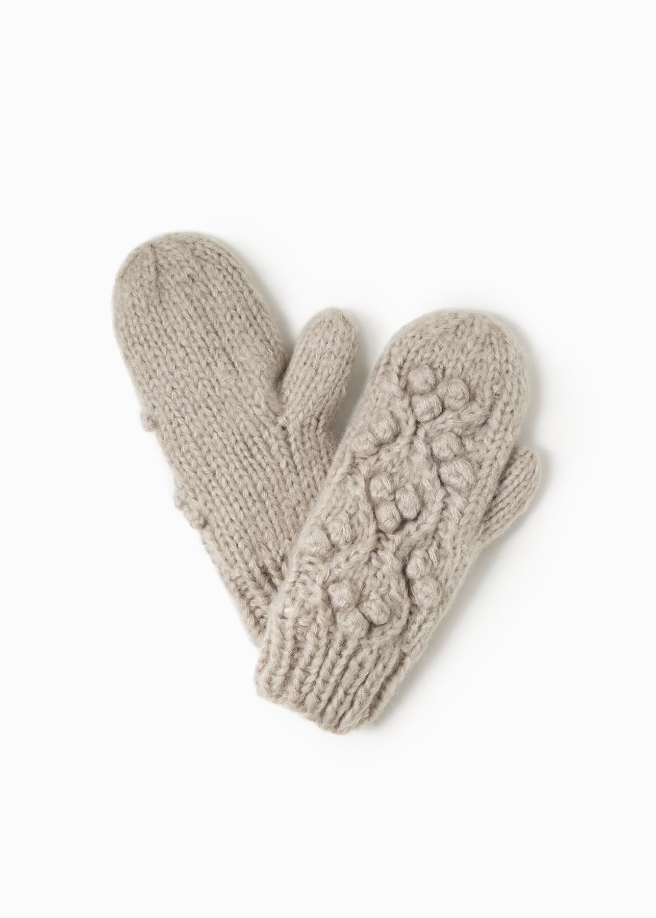 Taupe Cable Knit Mittens Accessories