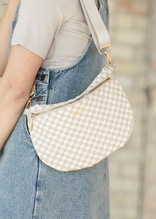 Taupe Check Terrace Woven Crossbody Bag Accessory