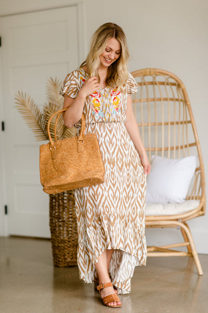 Taupe Embroidered Hi-Lo Maxi Dress - FINAL SALE Dresses