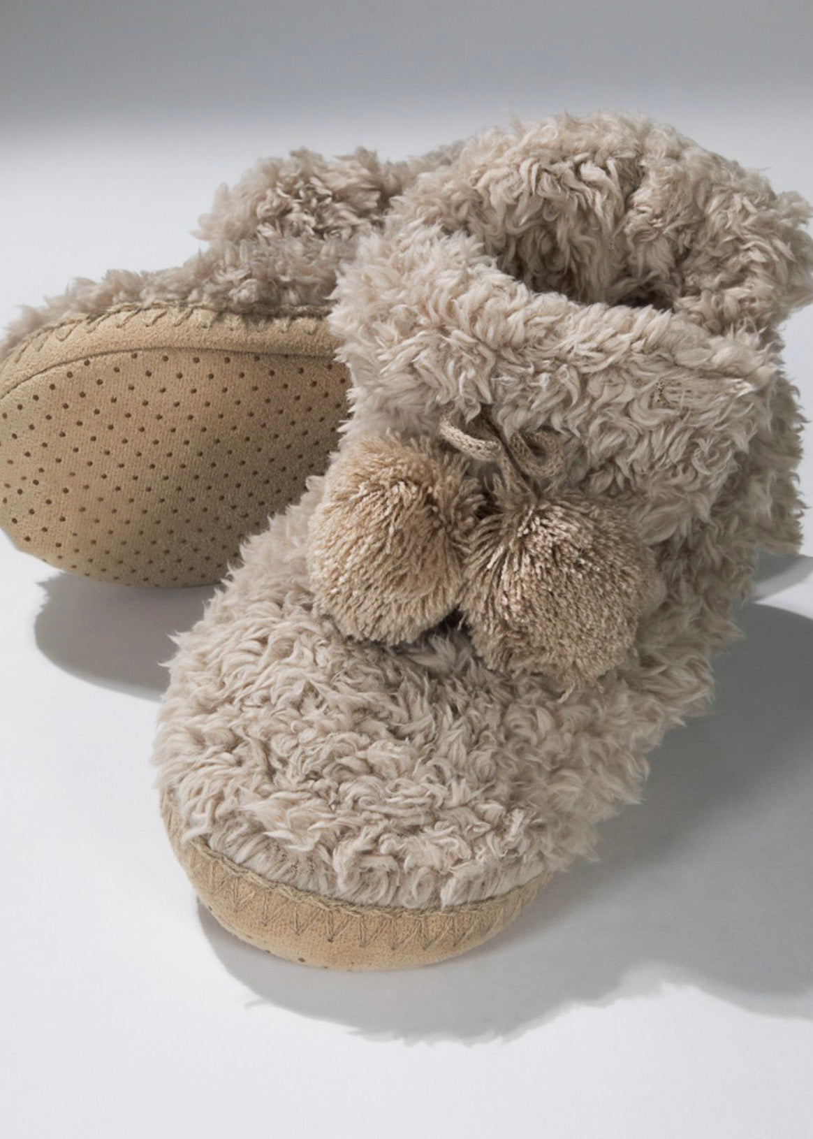 Taupe Faux Fur Bootie Slippers Shoes