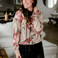 Taupe Floral Color Block Hoodie - FINAL SALE Tops