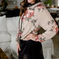 Taupe Floral Color Block Hoodie - FINAL SALE Tops