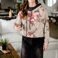 Taupe Floral Color Block Hoodie - FINAL SALE Tops