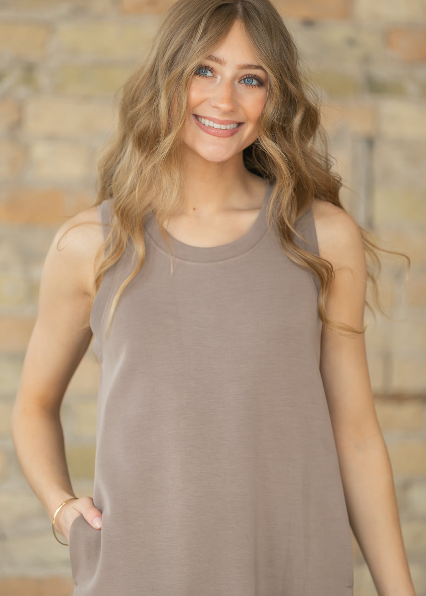 Taupe Laguna Shift Midi Dress FF Dresses