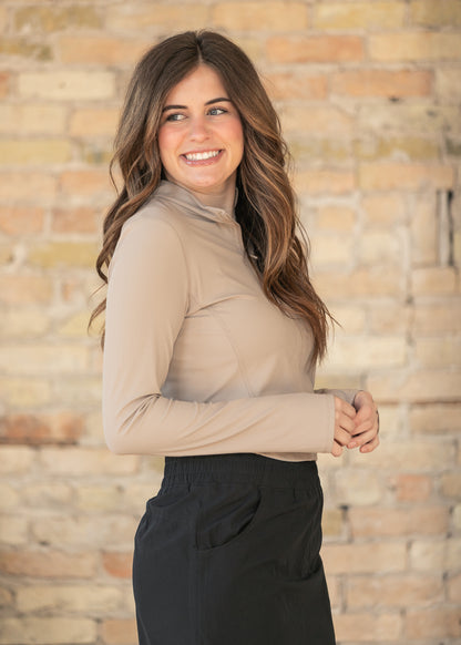 Taupe Long Sleeve Workout Jacket FF Layering Essentials