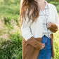 Taupe Plaid Front Knot Top - FINAL SALE Tops