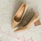 Taupe Pointy Toe Wooden Heels - FINAL SALE Shoes