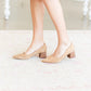 Taupe Pointy Toe Wooden Heels - FINAL SALE Shoes