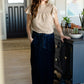 Taupe Smocked Neck Printed Blouse - FINAL SALE Tops