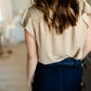 Taupe Smocked Neck Printed Blouse - FINAL SALE Tops