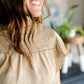 Taupe Smocked Neck Printed Blouse - FINAL SALE Tops