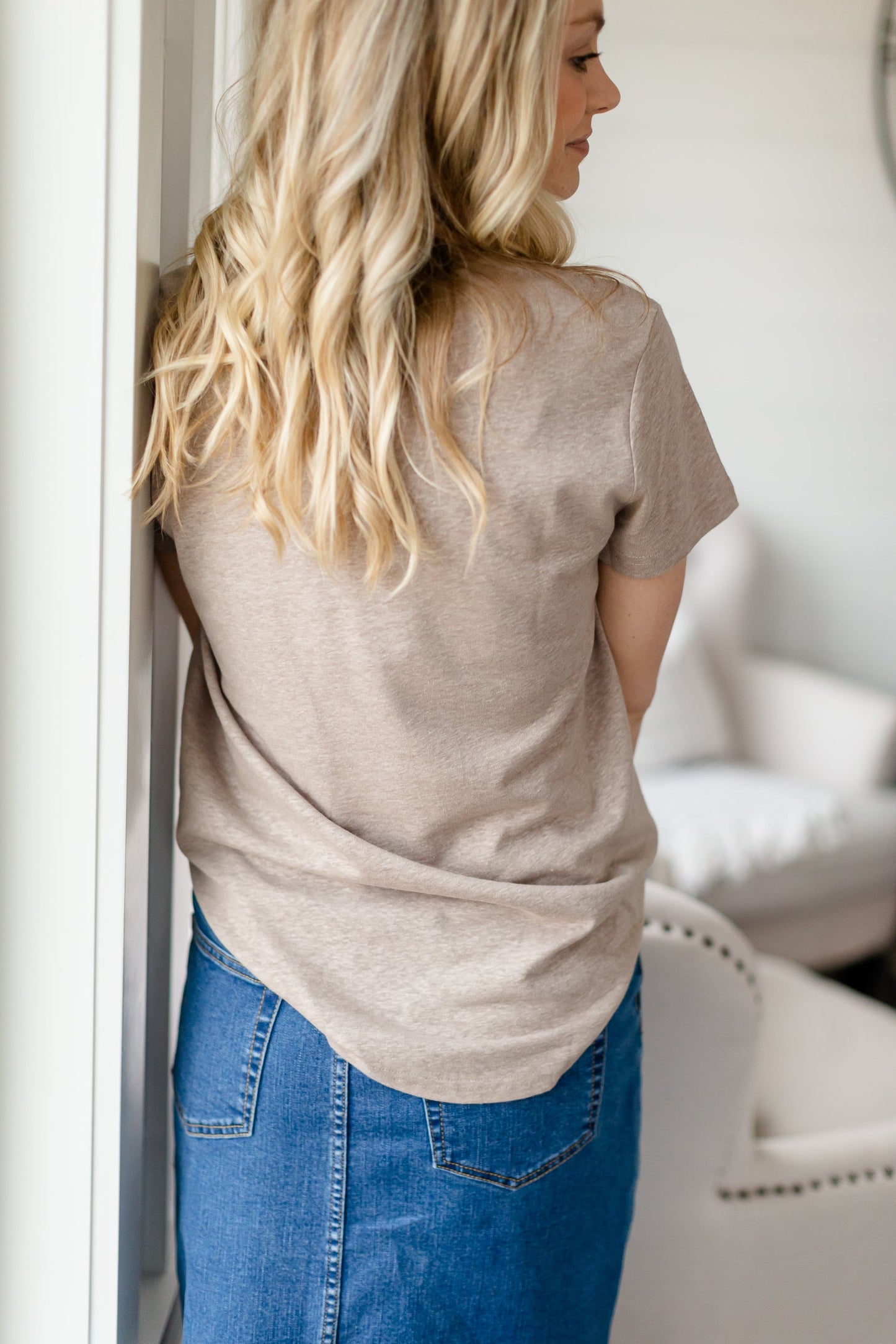 Taupe Stripe Knit Top Tops