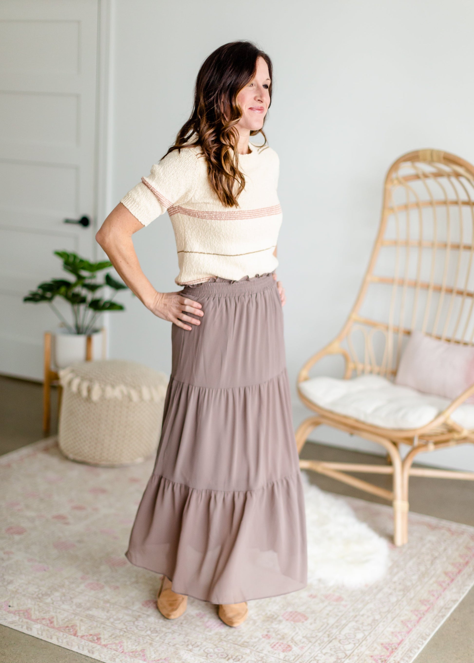 Taupe Tiered Maxi Skirt - FINAL SALE Skirts