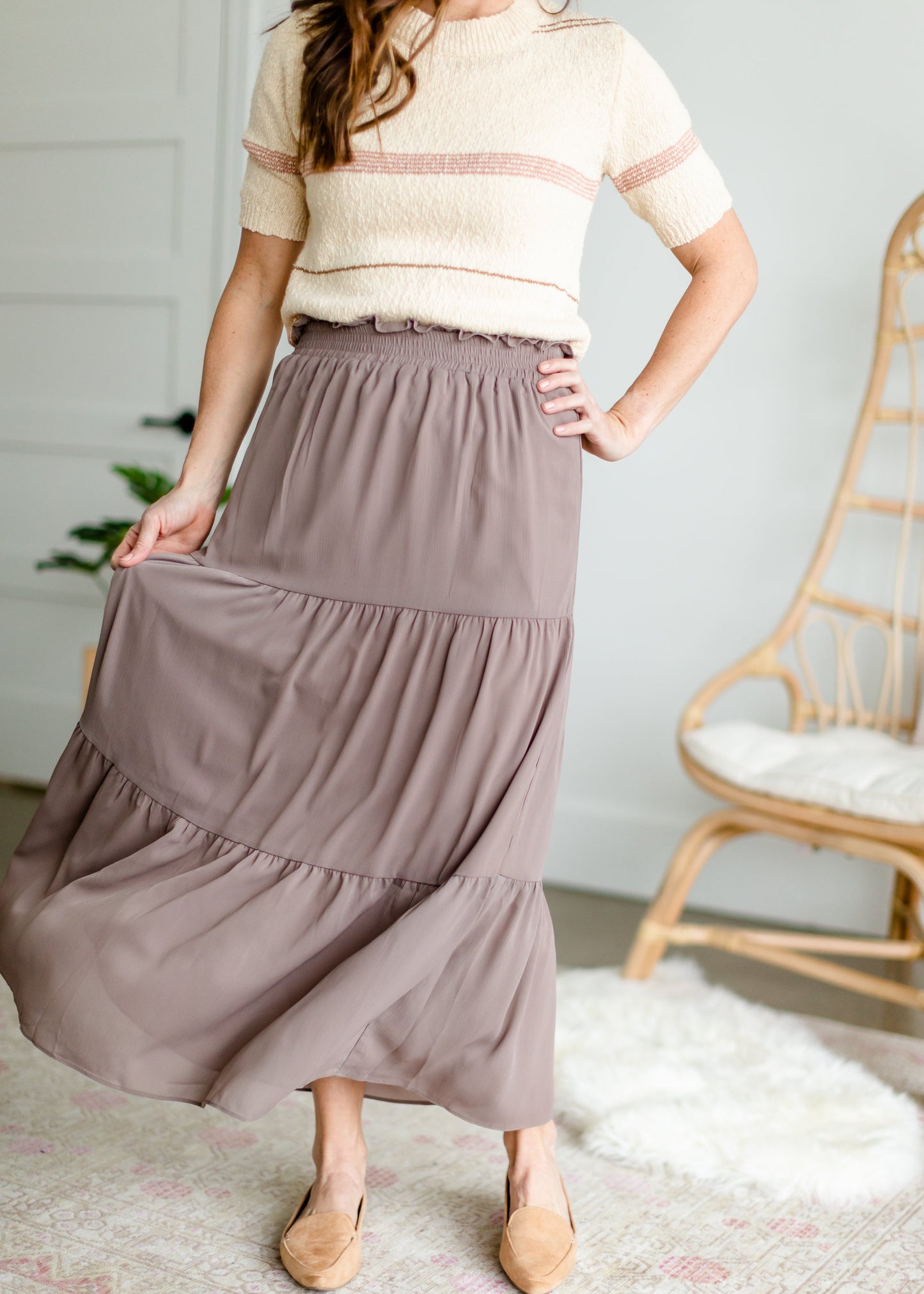 Taupe Tiered Maxi Skirt - FINAL SALE Skirts