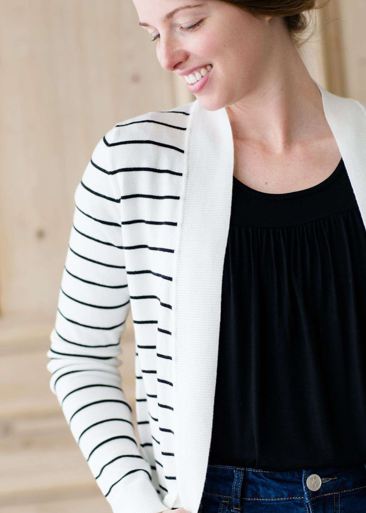 Teacher Stripe Open Front Cardigan-FINAL SALE Layering Essentials