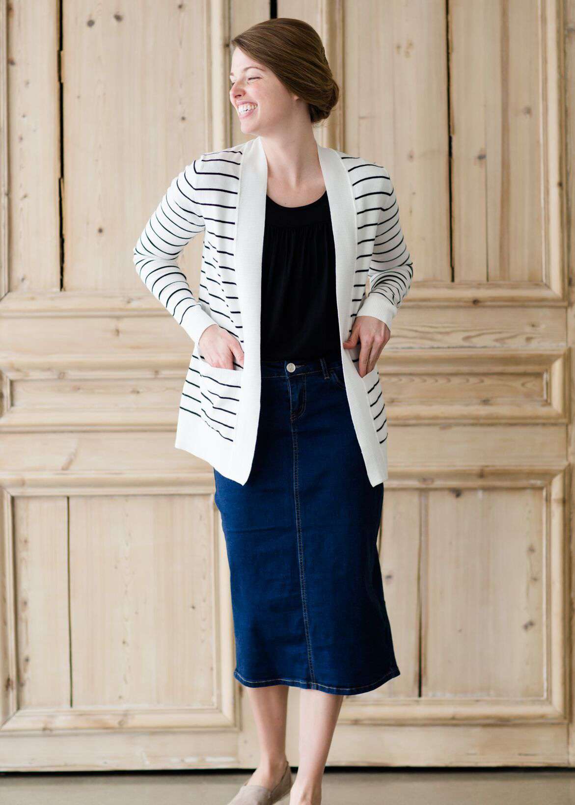 Teacher Stripe Open Front Cardigan-FINAL SALE Layering Essentials