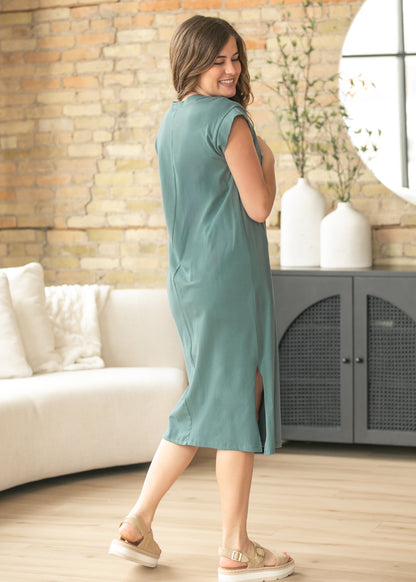 Teal Cap Sleeve T-shirt Midi Dress FF Dresses