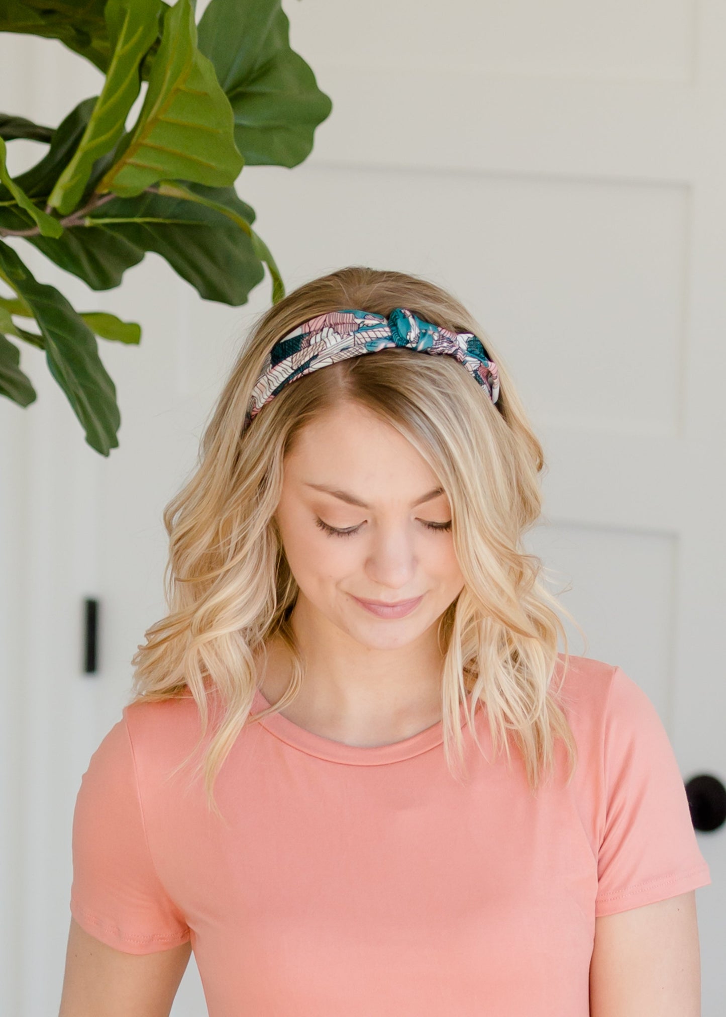 Teal + Pink Geometric Knotted Headband Accessories