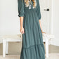 Teal Pom Pom Embroidered Maxi Dress Dresses