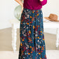 Teal Tiered Floral Skirt Skirts