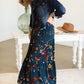 Teal Tiered Floral Skirt Skirts
