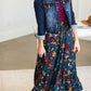 Teal Tiered Floral Skirt Skirts