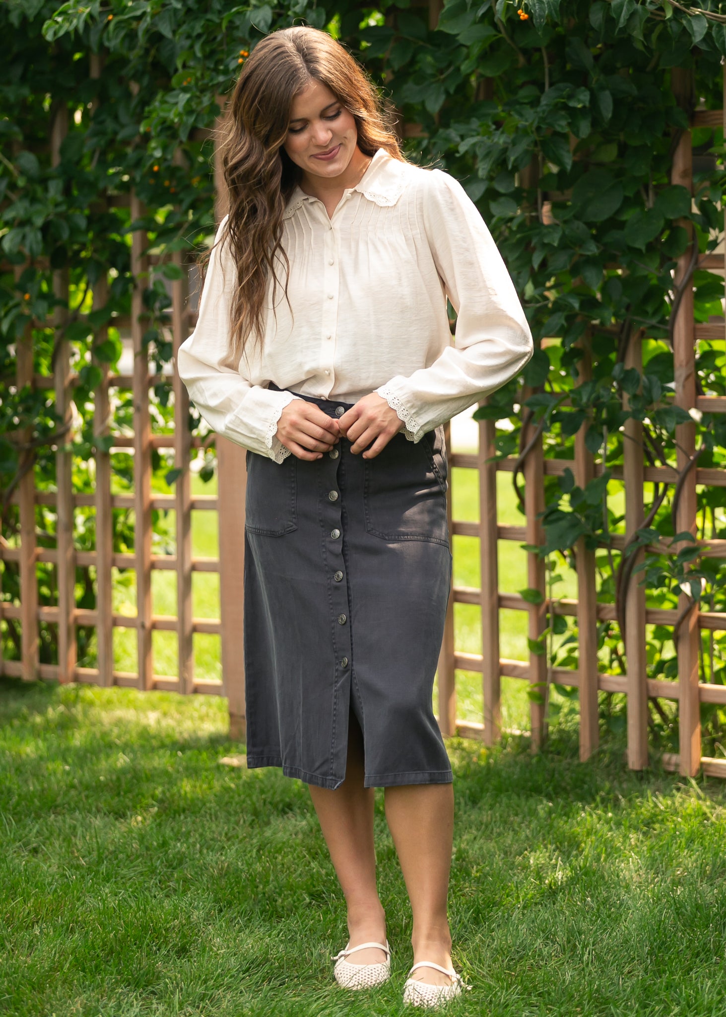 Tencel Button Up Skirt FF Skirts