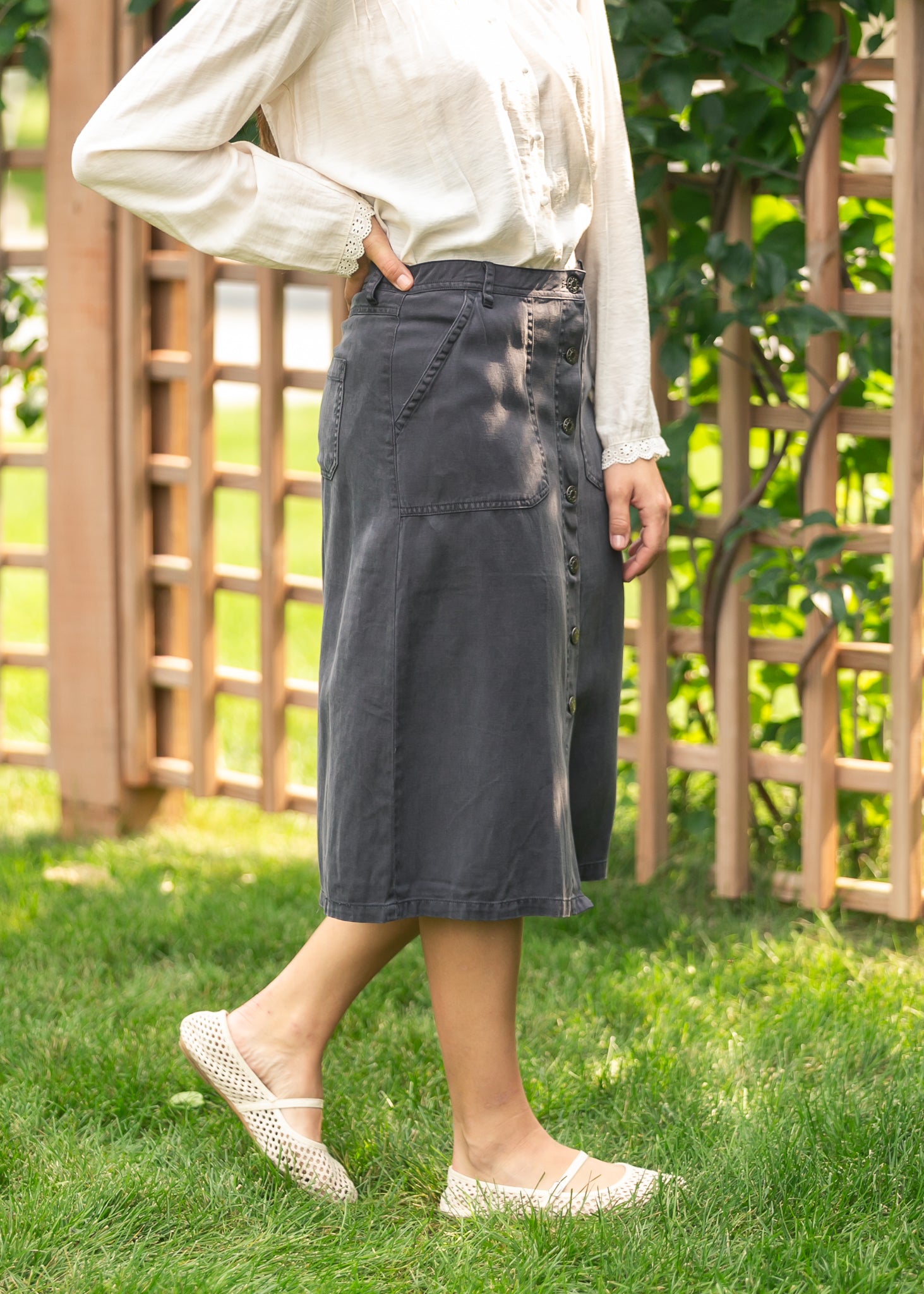 Tencel Button Up Skirt FF Skirts