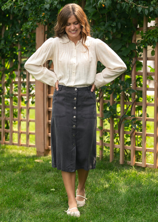 Tencel Button Up Skirt FF Skirts
