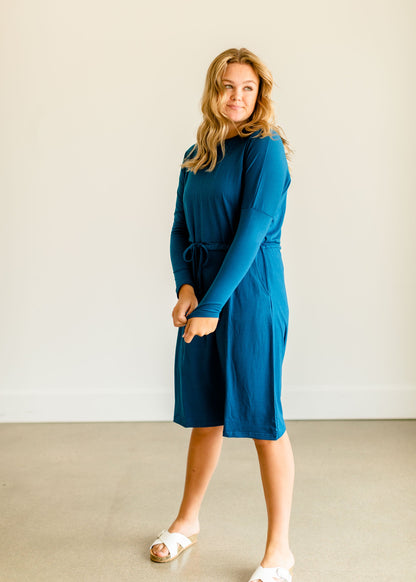 Tenley Teal Long Sleeve Midi Dress - FINAL SALE Dresses