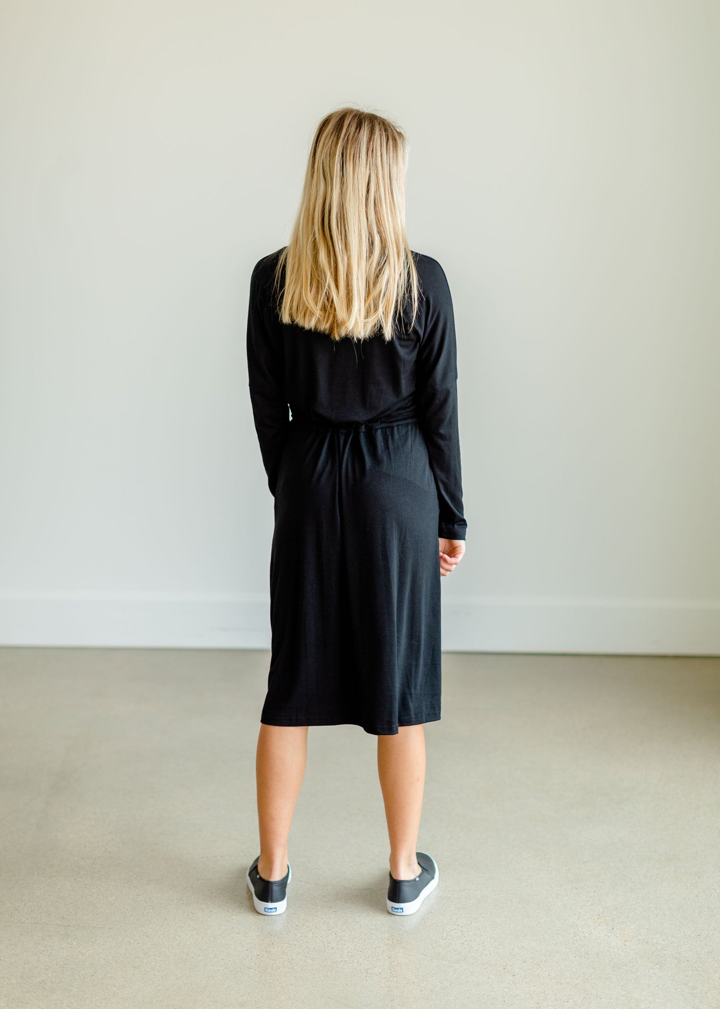 Terra Black Long Sleeve Midi Dress - FINAL SALE Dresses
