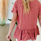 Terracotta Abstract Peplum Top Tops
