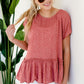 Terracotta Abstract Peplum Top Tops