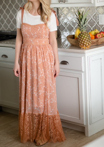 Terracotta Floral Tie Shoulder Maxi Dress - FINAL SALE Dresses