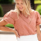 Terracotta Puff Short Sleeve Eyelet Top - FINAL SALE Tops