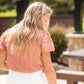 Terracotta Puff Short Sleeve Eyelet Top - FINAL SALE Tops