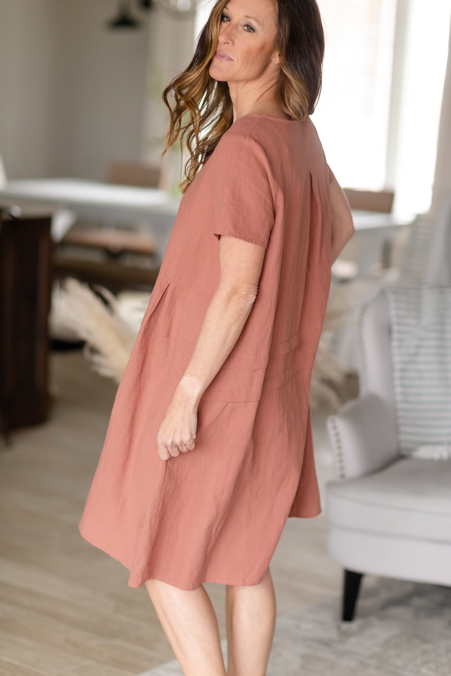 Terracotta Woven T Shirt Midi Dress - FINAL SALE Dresses