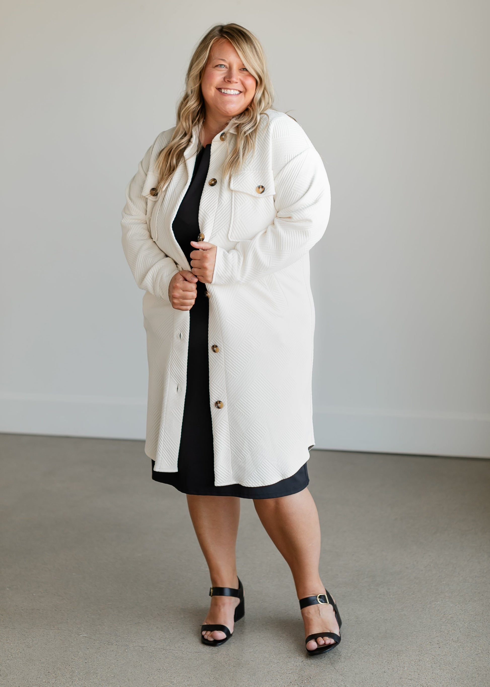 Textured Duster Long Shacket FF Tops Cream / S