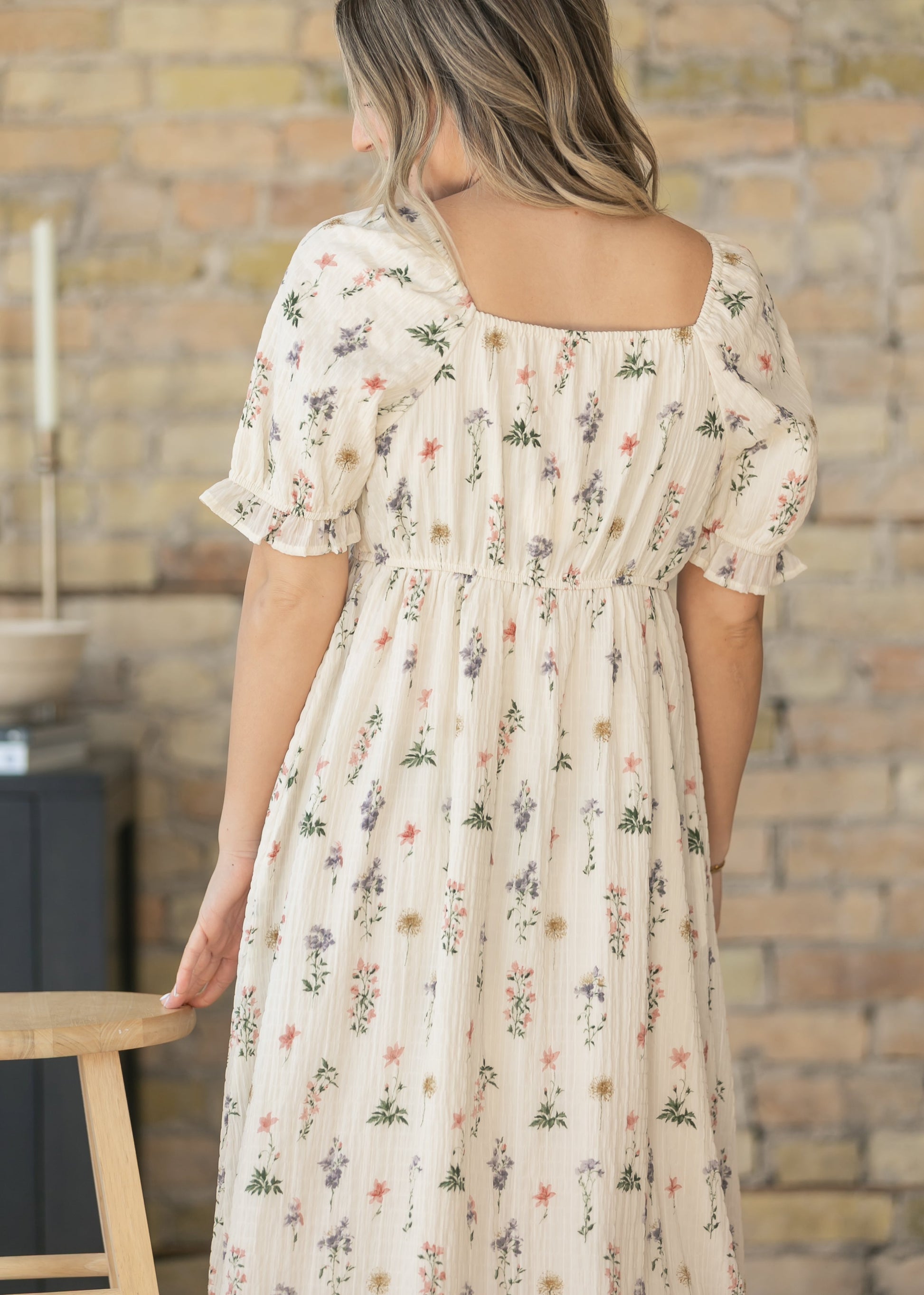 Textured Floral Print Midi Dress FF Dresses