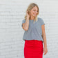 Textured Striped Blue Short Sleeve Tee - FINAL SALE Tops