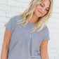 Textured Striped Blue Short Sleeve Tee - FINAL SALE Tops