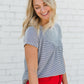 Textured Striped Blue Short Sleeve Tee - FINAL SALE Tops