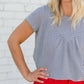 Textured Striped Blue Short Sleeve Tee - FINAL SALE Tops