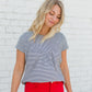 Textured Striped Blue Short Sleeve Tee - FINAL SALE Tops